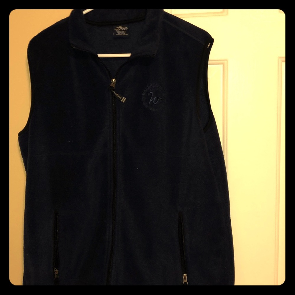 Charles river navy blue vest w monogram